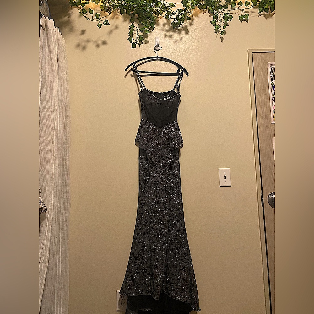 Andrea and Leo sparkly gray mermaid dress